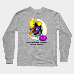 Cat in a Halloween Witch Hat Long Sleeve T-Shirt